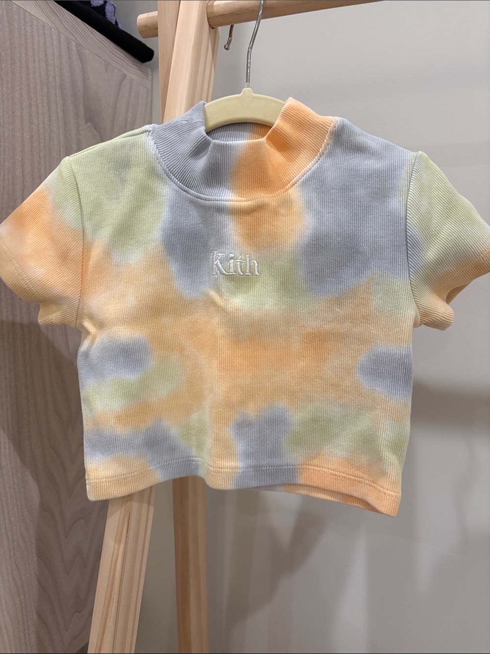 Kith Pastel Tie-Dye Short Sleeve Mock Neck Crop Top